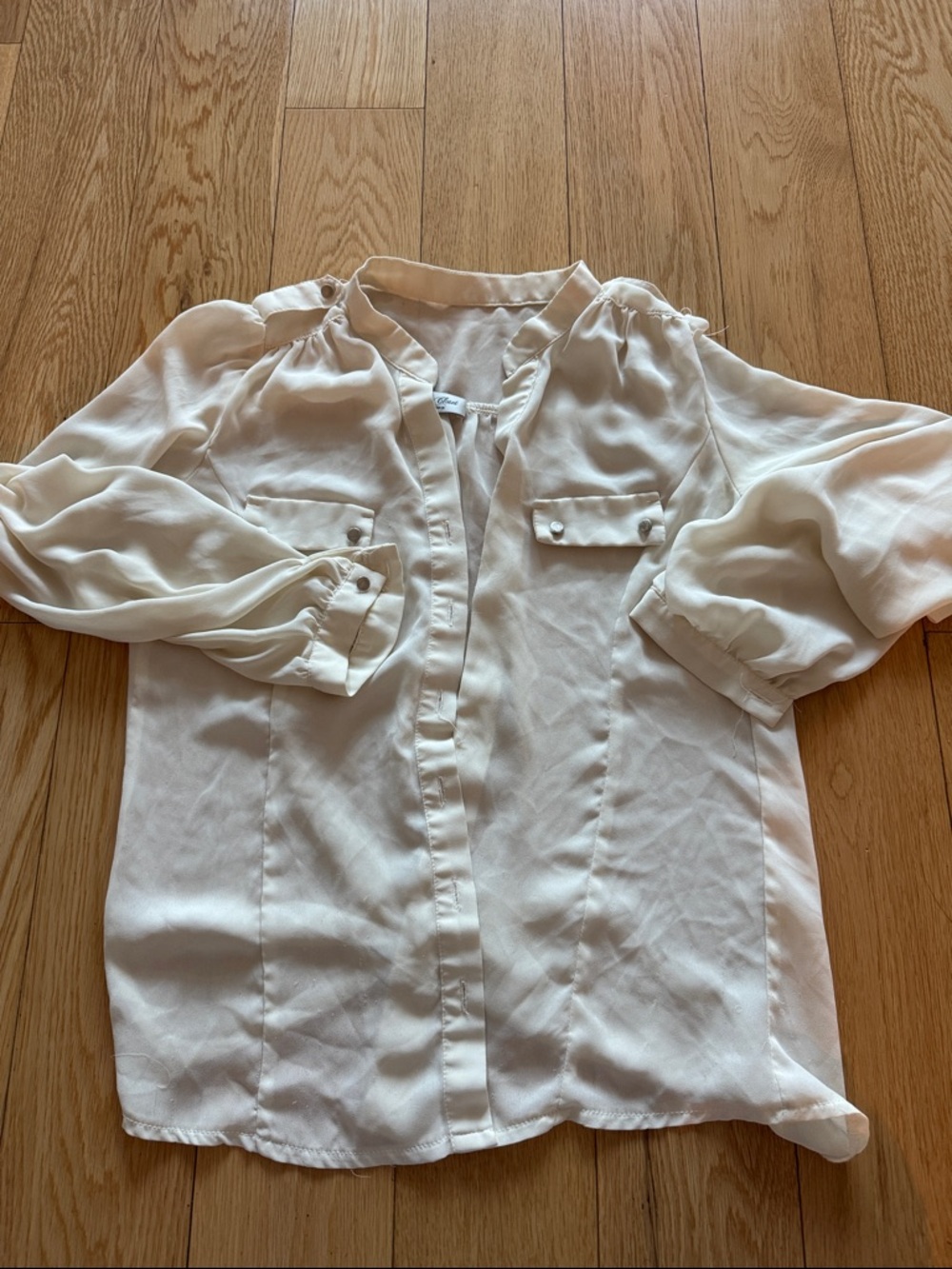 Light Cream Button-Front Blouse